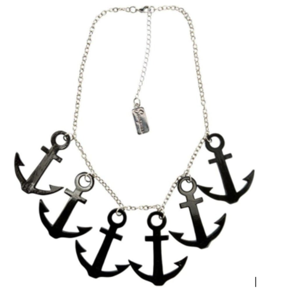 Black Anchors Aweigh Necklace